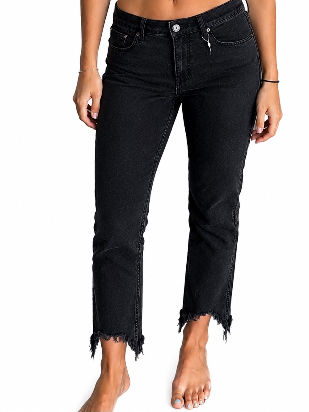 3x1 NYC Austin Crop Jeans black stretch denim high-rise straight leg jeans 32